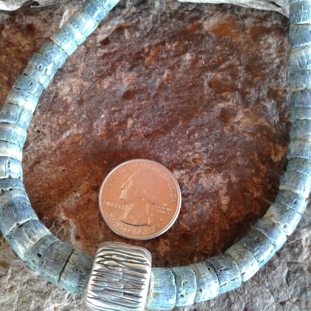 Sterling Silver Vintage blue coral NECKLACE - Picture 8 of 9
